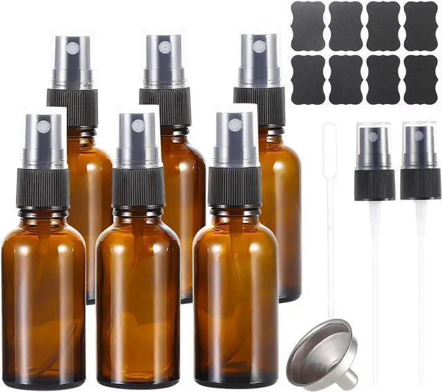 Main image of 1 oz ml Amber Glass Spray Bottles,Small Empty Fine Mist Refillable Travel Spray Bottle for Cleaning,Perfume,Aromatherapy,Cosmetic Sprays,Hair,Essential Oils with Fine Mist Dispenser6 Pack