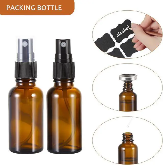 Alt view image 4 of 7 - 1 oz ml Amber Glass Spray Bottles,Small Empty Fine Mist Refillable Travel Spray Bottle for Cleaning,Perfume,Aromatherapy,Cosmetic Sprays,Hair,Essential Oils with Fine Mist Dispenser6 Pack
