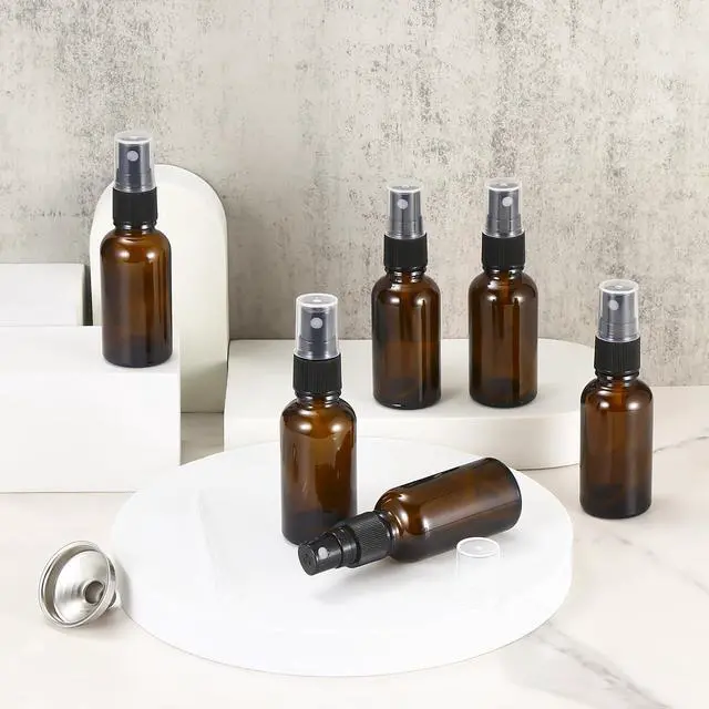 Alt view image 6 of 7 - 1 oz ml Amber Glass Spray Bottles,Small Empty Fine Mist Refillable Travel Spray Bottle for Cleaning,Perfume,Aromatherapy,Cosmetic Sprays,Hair,Essential Oils with Fine Mist Dispenser6 Pack
