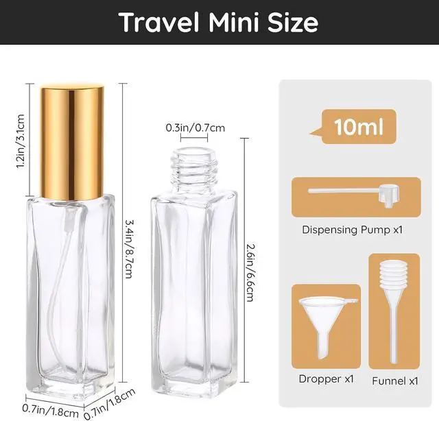 Alt view image 5 of 7 - Segbeauty Perfume Travel Refillable, 5pcs 0.34 oz Portable Perfume Bottle, Empty Glass Sprayer Perfume Replacement Bottles for Travel Scent Toiletries Pump Bottle
