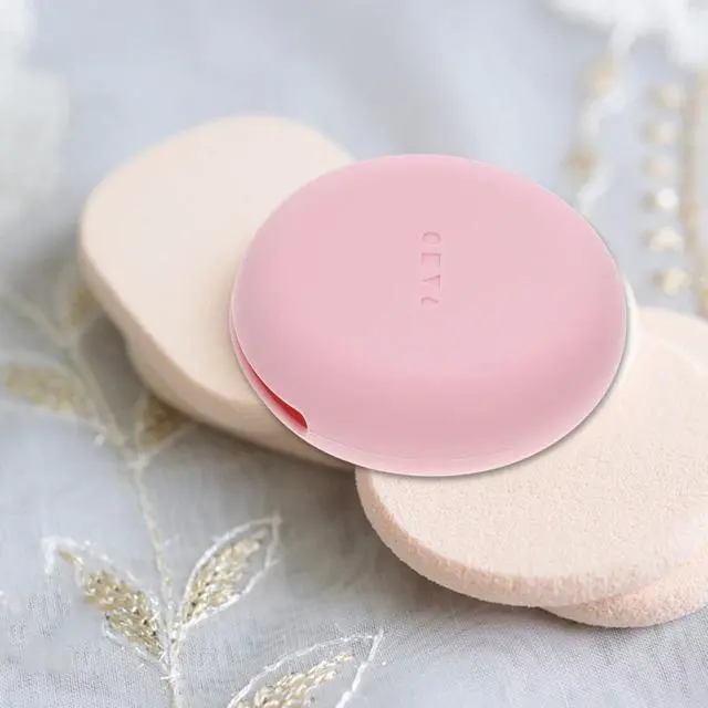 Alt view image 5 of 7 - Healeved Travel Powder Puff Case Silicone Makeup Sponge Holder Portable Makeup Puff Storage Holder Compact Powder for Travel 2.95 X 2.95 X 0.78 in