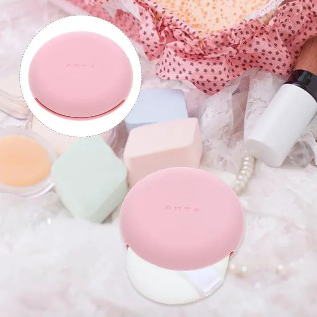 Alt view image 7 of 7 - Healeved Travel Powder Puff Case Silicone Makeup Sponge Holder Portable Makeup Puff Storage Holder Compact Powder for Travel 2.95 X 2.95 X 0.78 in