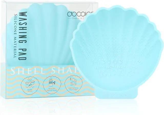 Main image of docolor Silicone Makeup Brush Cleaner Mat, Large Shell Shape Cleaning Pad | Quickly Remove Residue from Makeup Brushes, Portable Soft Washing Tool, Fast Drying