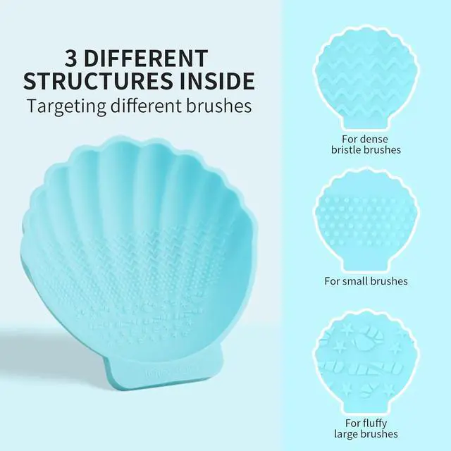 Alt view image 2 of 7 - docolor Silicone Makeup Brush Cleaner Mat, Large Shell Shape Cleaning Pad | Quickly Remove Residue from Makeup Brushes, Portable Soft Washing Tool, Fast Drying