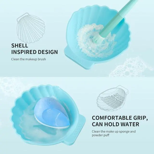Alt view image 3 of 7 - docolor Silicone Makeup Brush Cleaner Mat, Large Shell Shape Cleaning Pad | Quickly Remove Residue from Makeup Brushes, Portable Soft Washing Tool, Fast Drying