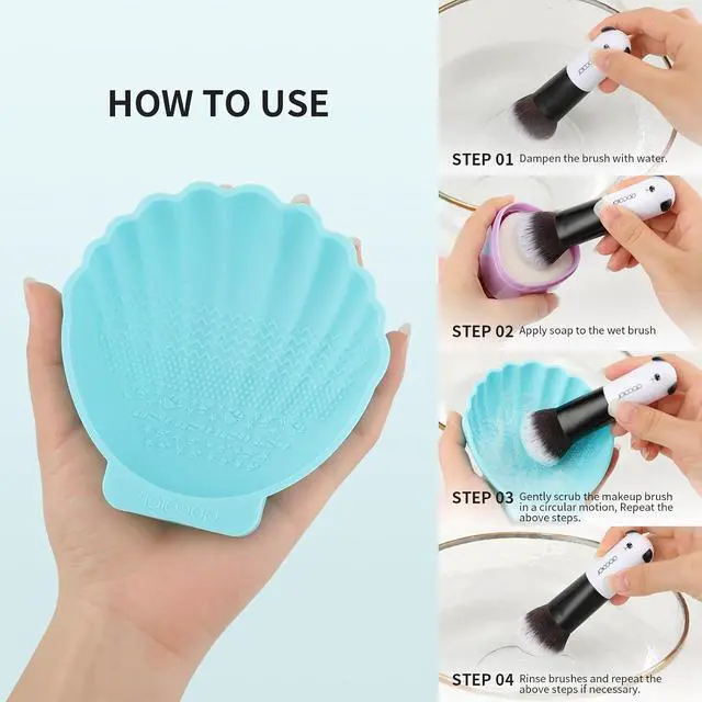 Alt view image 4 of 7 - docolor Silicone Makeup Brush Cleaner Mat, Large Shell Shape Cleaning Pad | Quickly Remove Residue from Makeup Brushes, Portable Soft Washing Tool, Fast Drying