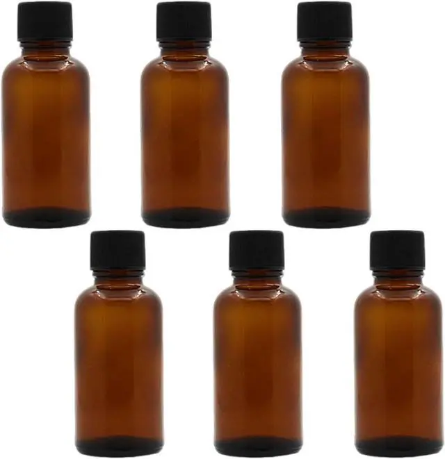 Main image of 6Pcs Amber Glass Essential Oil Bottles with Orifice Reducer and Black Cap Empty Cosmetic Perfume Aromatherapy Storage Container Vial Pots Portable Refillable size 30ml/1oz