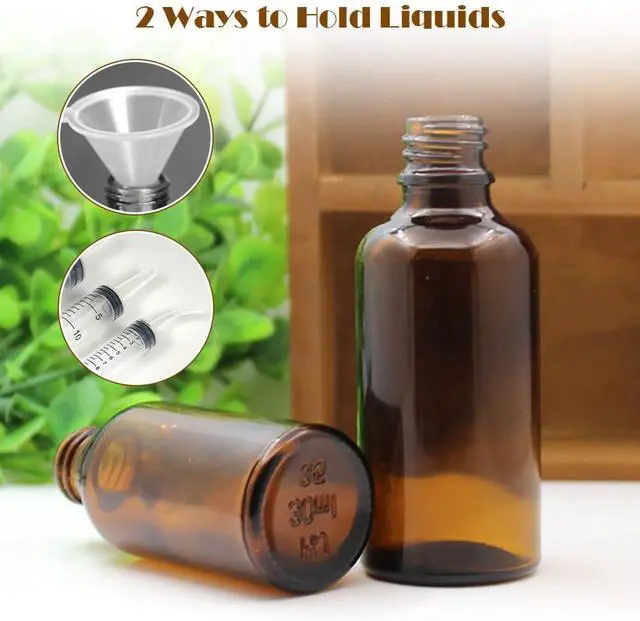 Alt view image 5 of 7 - 6Pcs Amber Glass Essential Oil Bottles with Orifice Reducer and Black Cap Empty Cosmetic Perfume Aromatherapy Storage Container Vial Pots Portable Refillable size 30ml/1oz