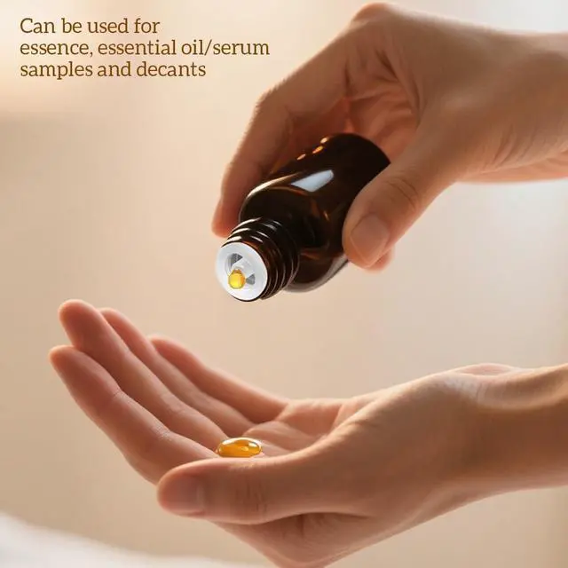 Alt view image 4 of 7 - 6 Pcs 20 ml / 0.67 oz Amber Glass Essential Oil Bottles with Orifice Reducer and Black Cap Empty Refillable Aromatherapy Storage Containers Jars for Perfume Cosmetic Liquids
