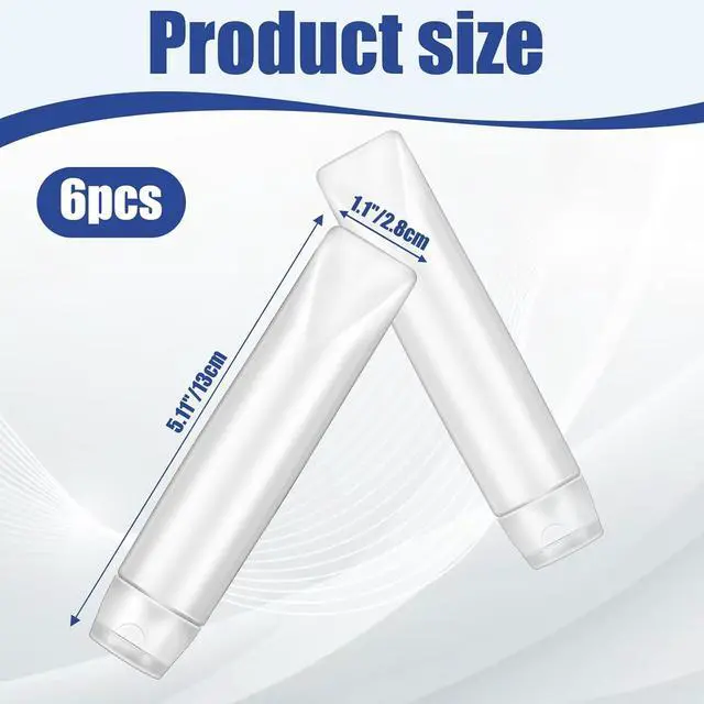 Alt view image 3 of 7 - Travel Squeeze Bottle, 6 Pcs 1.7 oz Travel Bottles Empty Refillable Toothpaste Tubes Leak Proof Empty Squeeze Tubes Toothpaste Container for Toiletries BPA Free Refillable Tube PE Travel-Size Bottles