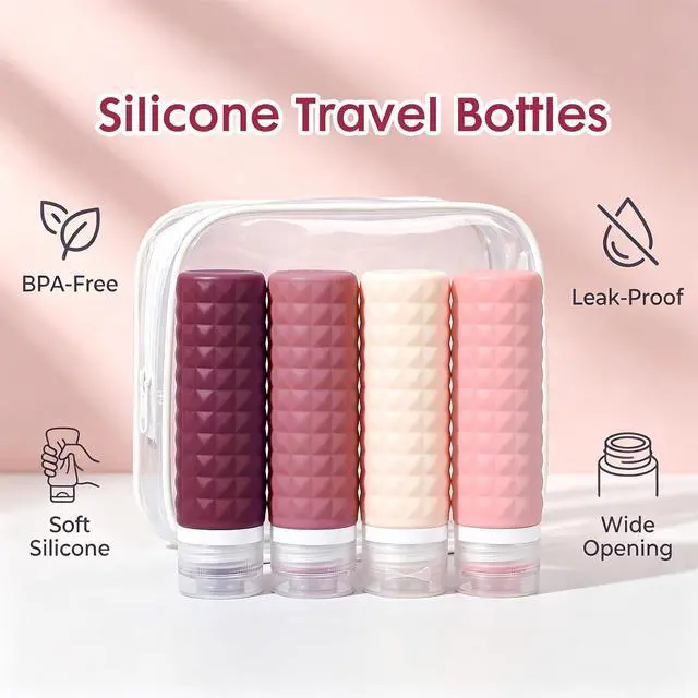 Alt view image 3 of 7 - Travel Bottles for Toiletries, TSA Approved Travel Size Containers, Leak Proof Silicone Shampoo Bottles, Small Toiletry Containers with Clear Bag for Shampoo Conditioner Lotion