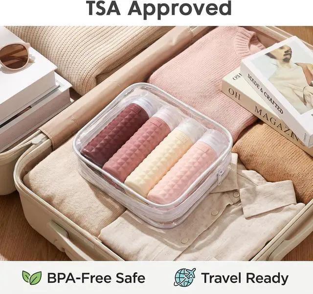 Alt view image 5 of 7 - Travel Bottles for Toiletries, TSA Approved Travel Size Containers, Leak Proof Silicone Shampoo Bottles, Small Toiletry Containers with Clear Bag for Shampoo Conditioner Lotion