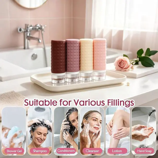 Alt view image 7 of 7 - Travel Bottles for Toiletries, TSA Approved Travel Size Containers, Leak Proof Silicone Shampoo Bottles, Small Toiletry Containers with Clear Bag for Shampoo Conditioner Lotion