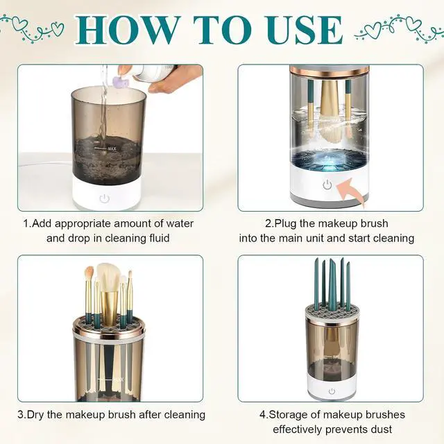 Alt view image 6 of 7 - Automatic Makeup Painting Brush Cleaner, 4-IN-1 Multifunctional Tool, Deeper Clean, Air Drying, Dust-proof, for All Size Brushes, Versatile Design