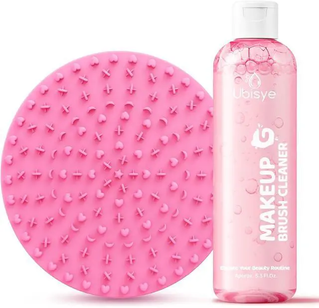 Main image of Makeup Brush Cleaner, Make Up Brush Cleaner Solution & Brush Cleaner Mat, Brush Cleaner Pad, Deep Clean Brush Shampoo for Makeup Brushes & Sponges, Gentle Formula Cruelty Free, 2 Pieces Set