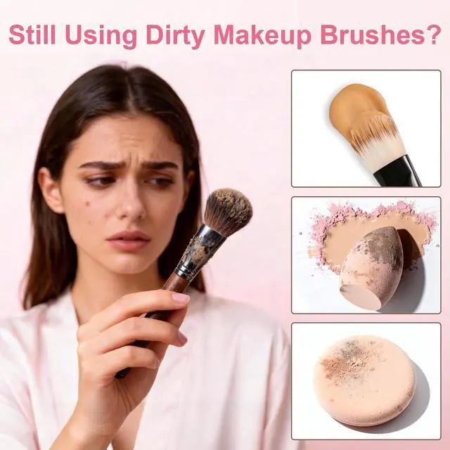 Alt view image 6 of 7 - Makeup Brush Cleaner, Make Up Brush Cleaner Solution & Brush Cleaner Mat, Brush Cleaner Pad, Deep Clean Brush Shampoo for Makeup Brushes & Sponges, Gentle Formula Cruelty Free, 2 Pieces Set