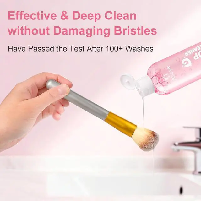 Alt view image 7 of 7 - Makeup Brush Cleaner, Make Up Brush Cleaner Solution & Brush Cleaner Mat, Brush Cleaner Pad, Deep Clean Brush Shampoo for Makeup Brushes & Sponges, Gentle Formula Cruelty Free, 2 Pieces Set