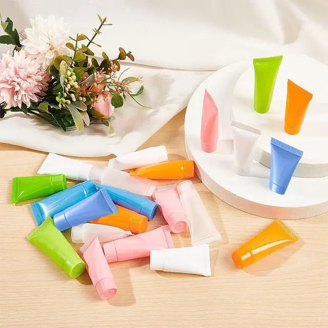 Alt view image 6 of 7 - BENECREAT 24PCS 5ml/10ml 6-Colors Plastic Squeeze Tubes Travel Size Makeup Sample Bottles with 4PCS Funnel and 2PCS 5ml Syringe for Lotion, Cream, Shampoo and Facial Cleaning