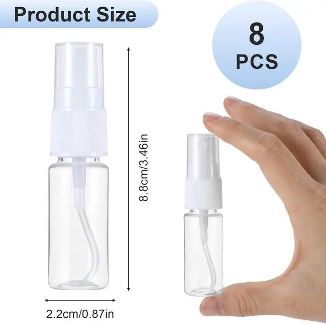 Alt view image 3 of 7 - Mini Spray Bottle Travel, 8 Pcs 0.5 oz Portable Tiny Spray Bottle Travel | Safe Sealing for Outing Camping (Clear, 15 ml)
