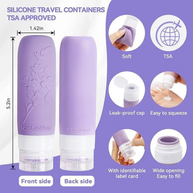 Alt view image 3 of 6 - Silicone Travel Bottles for Toiletries, TSA Approved Leak-Proof Toiletry Containers for Airplane & Vacation