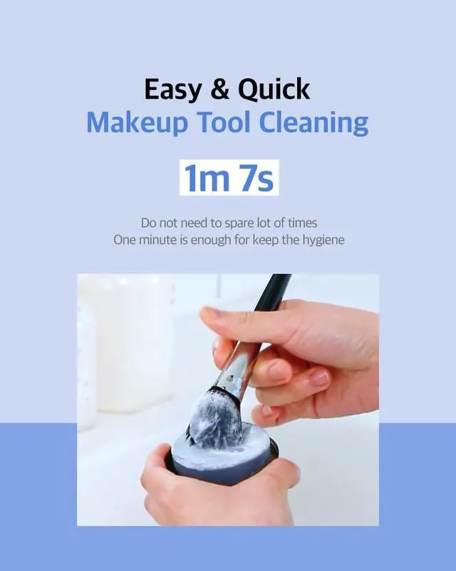 Alt view image 3 of 6 - STUDIO17 Solid Makeup Brush Cleaner 300+ Usage | Convenient Makeup Cleaner for Both Brushes & Puffs | Cosmetic Brush Cleaner Charcoal Included | Compact Size