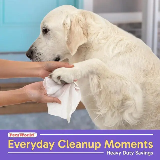 Alt view image 4 of 7 - PETSWORLD 3-in-1 Pet Wipes | Hypoallergenic, Unscented & Biodegradable Grooming Wipes for Body, Paws & Butt | Thick, Durable, Daily Use Pet Cleaning Wipes (50 Count)
