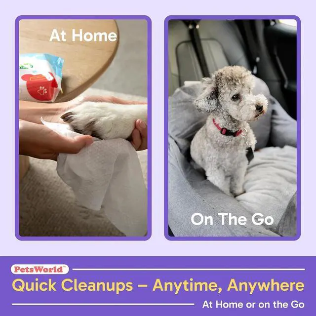 Alt view image 6 of 7 - PETSWORLD 3-in-1 Pet Wipes | Hypoallergenic, Unscented & Biodegradable Grooming Wipes for Body, Paws & Butt | Thick, Durable, Daily Use Pet Cleaning Wipes (50 Count)