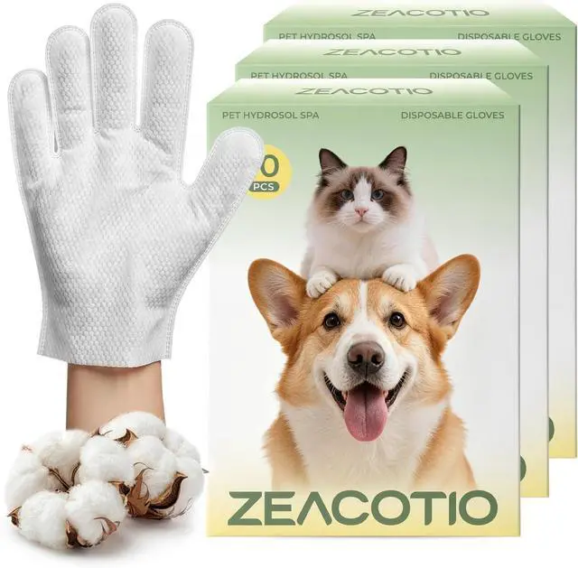 Main image of ZeaCotio Pet Wipes for Dogs and Cats, Pet Glove Wipes for Paws, Coat, Face and Butt, Thick Soft Pet Cleaning Wipes for Daily Grooming, Dog Grooming Wipes for Travel and Outdoor Use, 10PCS
