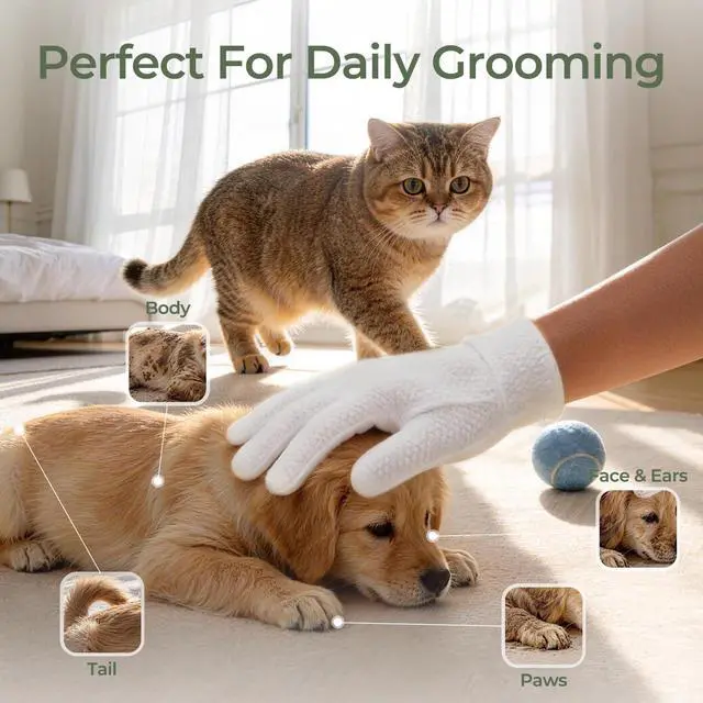 Alt view image 4 of 6 - ZeaCotio Pet Wipes for Dogs and Cats, Pet Glove Wipes for Paws, Coat, Face and Butt, Thick Soft Pet Cleaning Wipes for Daily Grooming, Dog Grooming Wipes for Travel and Outdoor Use, 10PCS