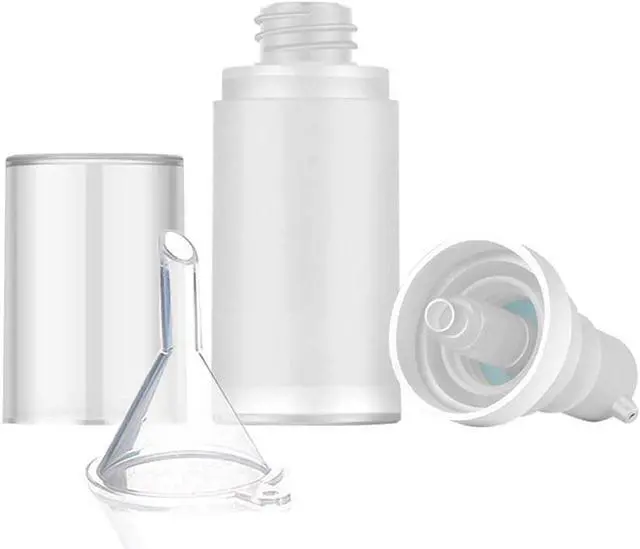 Alt view image 2 of 6 - Mild East 3pcs 20ml Sterile Airless Pump Bottle | Bottle with Funnel Easy to Carry and Fill Matte Lotion Bottles For Travel