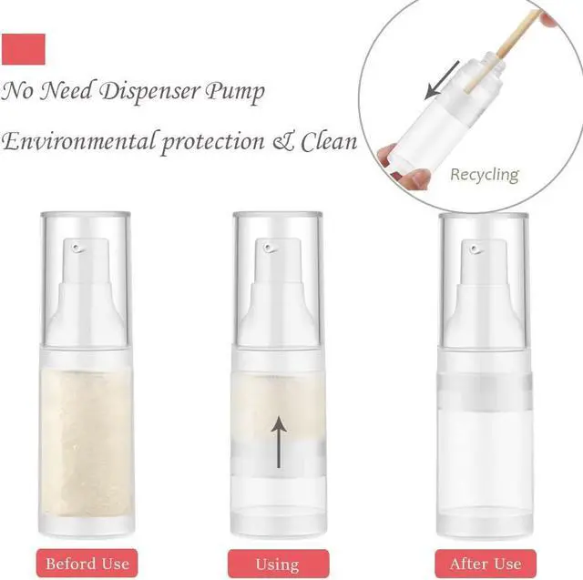 Alt view image 5 of 6 - Mild East 3pcs 20ml Sterile Airless Pump Bottle | Bottle with Funnel Easy to Carry and Fill Matte Lotion Bottles For Travel