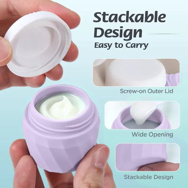 Alt view image 5 of 7 - 6Pcs Travel Bottles for Toiletries, Silicone Travel Size Containers Set | TSA Approved BPA-FREE Silicone Leak Proof Refillable Bottles and Jars, Women & Men Airplane Cruise Essentials Kit (PURPLE)