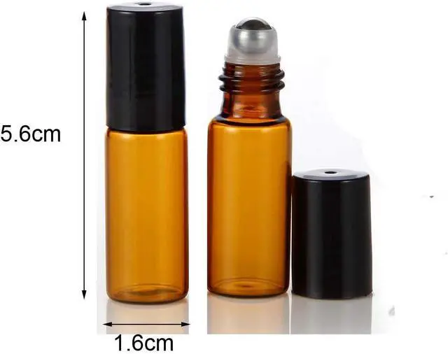 Alt view image 2 of 5 - ELFENSTALL- 20PCS 5ml Amber Glass Roller Bottles Roll On Bottle Container with Metal Ball for Essential Oil Aromatherapy Perfumes and Lip Balms - 3ML Dropper Included