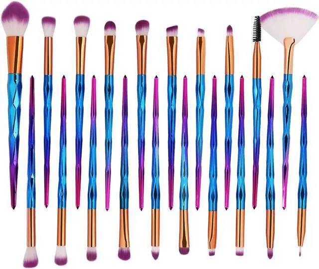 Alt view image 2 of 5 - KOLIGHT Pack of 20pcs Cosmetic Eye Shadow Sponge Eyeliner Eyebrow Lip Nose Foundation Powder Makeup Brushes Sets (purple)