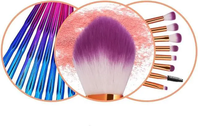 Alt view image 3 of 5 - KOLIGHT Pack of 20pcs Cosmetic Eye Shadow Sponge Eyeliner Eyebrow Lip Nose Foundation Powder Makeup Brushes Sets (purple)