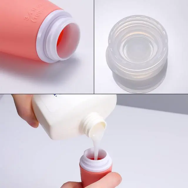 Alt view image 6 of 7 - Silicone Travel Bottles, 4 Pack 3.4oz Leak Proof Liquid Squeezable Refillable Portable Accessories/Cosmetic Containers, BPA Free, Travel Size for Toiletries Shampoo Conditioner Lotion