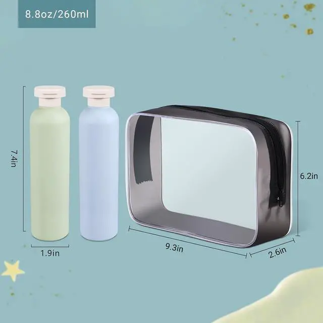Alt view image 2 of 7 - ASEVAT 8.8 oz Leak Proof Travel Bottle with Flip Cap, Shampoo and Conditioner Bottle Set, Refillable Containers for Lotion, Cream Shampoo(4Pcs)