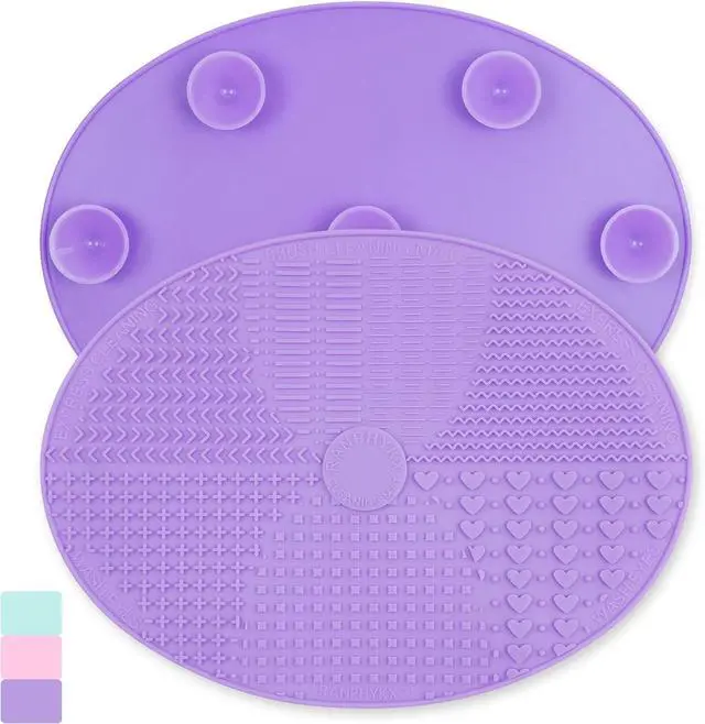 Main image of Makeup Brush Cleaner Mat Silicone Brush Cleaning Mat Big Size Make Up Brush Clean Pad with Suction Cup for Makeup Brush Cleaning (Purple)