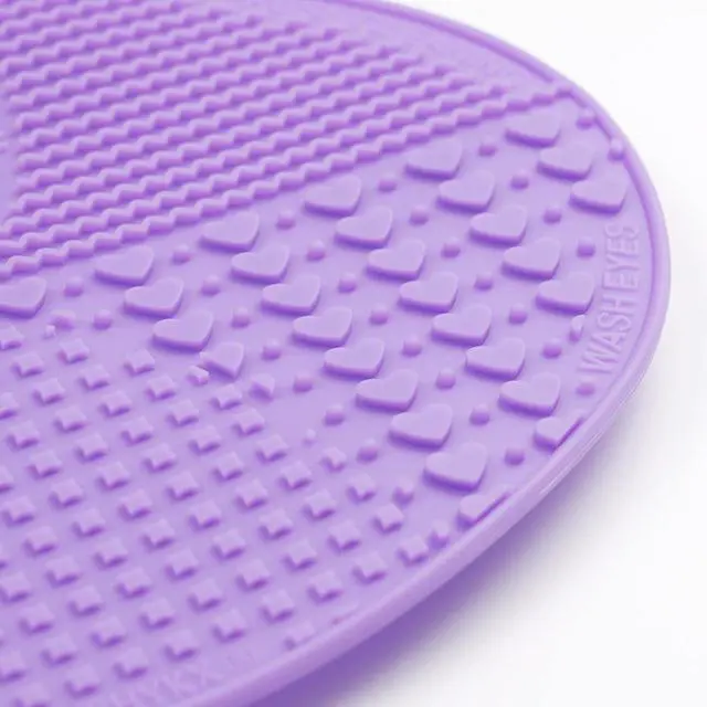 Alt view image 5 of 6 - Makeup Brush Cleaner Mat Silicone Brush Cleaning Mat Big Size Make Up Brush Clean Pad with Suction Cup for Makeup Brush Cleaning (Purple)