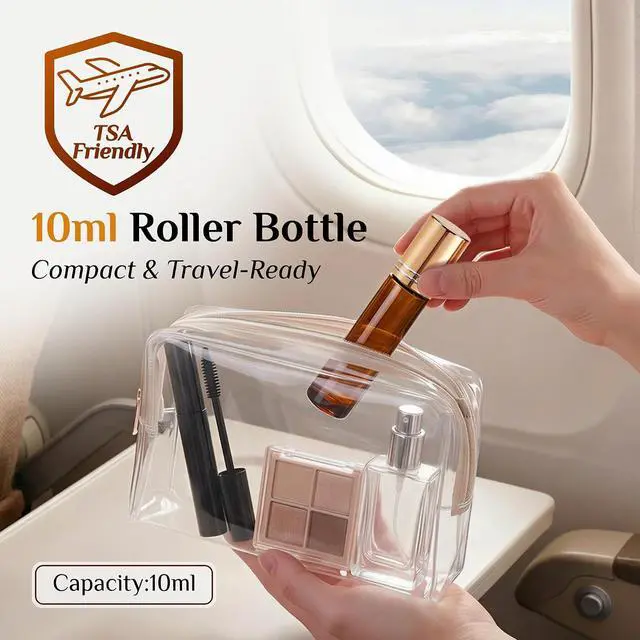 Alt view image 4 of 7 - PrettyCare 12 Pack, 10 ml Essential Oil Roller Bottles with Stainless Steel Roller Ball - Refillable Leak-proof Empty Thick Amber Glass Roll on Bottles with Metal Caps for Travel, Perfume