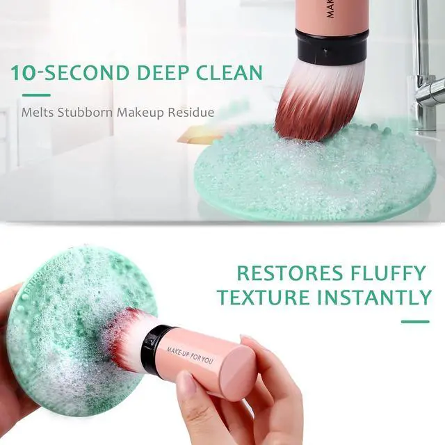 Alt view image 2 of 7 - Makeup Brush Cleaner, Make Up Brush Cleaner Cleanser Solution + Brush Cleaner Mat, Makeup Cleaner for Brushes, Sponges, Deep Clean Shampoo, Gentle Formula Cruelty Free & Vegan 3 Pcs Set