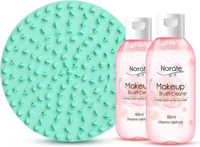 Main image of Makeup Brush Cleaner, Make Up Brush Cleaner Cleanser Solution + Brush Cleaner Mat, Makeup Cleaner for Brushes, Sponges, Deep Clean Shampoo, Gentle Formula Cruelty Free & Vegan 3 Pcs Set