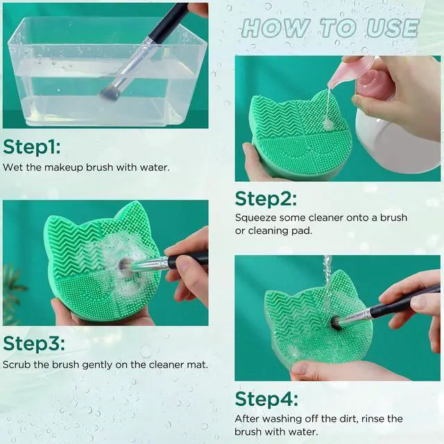 Alt view image 6 of 7 - Mygeromon Makeup Brush Cleaner Mat Silicone with Dryer Holder (Green) | 2 in 1 Portable Cosmetic Tool