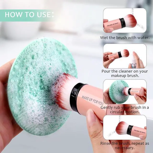 Alt view image 3 of 7 - Makeup Brush Cleaner, Make Up Brush Cleaner Cleanser Solution + Brush Cleaner Mat, Makeup Cleaner for Brushes, Sponges, Deep Clean Shampoo, Gentle Formula Cruelty Free & Vegan 3 Pcs Set