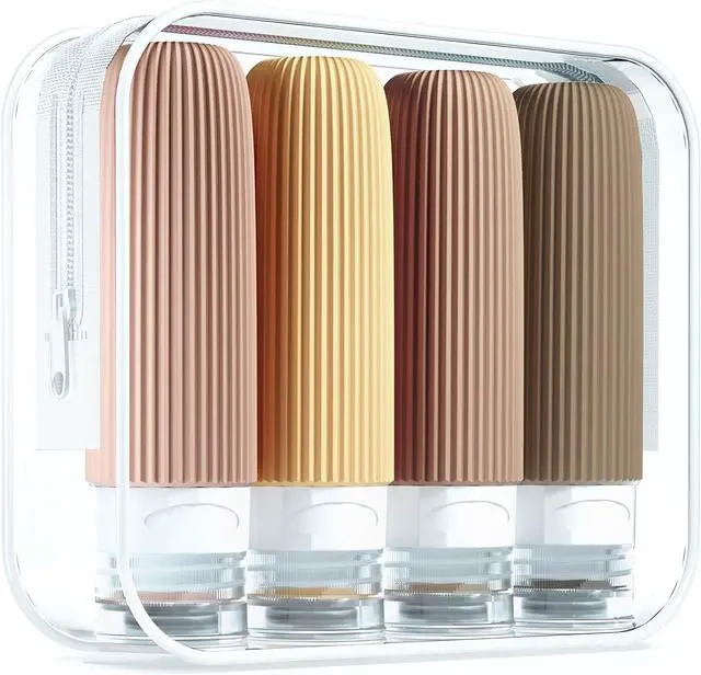 Main image of Mrsdry Travel Bottles for Toiletries, Tsa Approved 3oz Portable Travel Bottles, BPA Free Leak Proof Squeezable Silicone Travel Size Containers, Travel Accessories with Clear Toiletry Bag (4 Pack)
