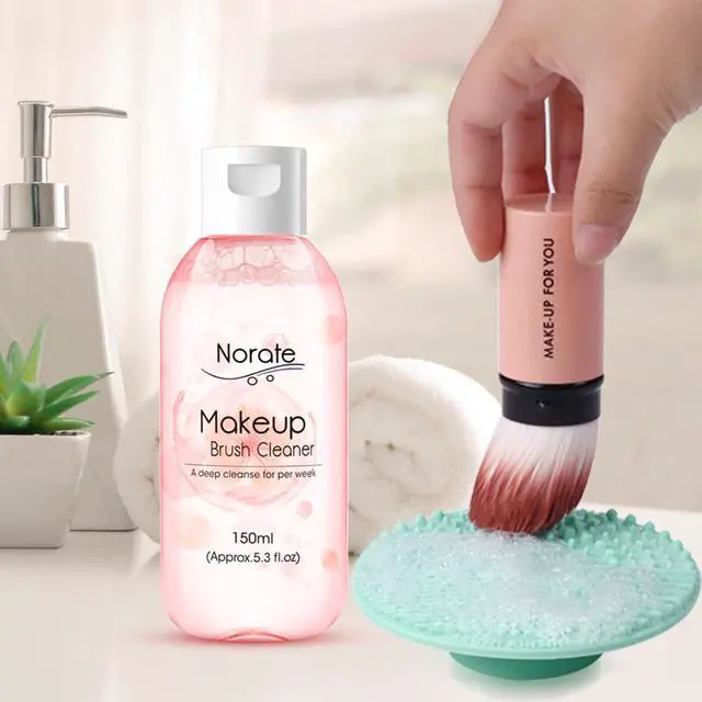 Alt view image 5 of 7 - Makeup Brush Cleaner, Make Up Brush Cleaner Cleanser Solution + Brush Cleaner Mat, Makeup Cleaner for Brushes, Sponges, Deep Clean Shampoo, Gentle Formula Cruelty Free & Vegan 3 Pcs Set