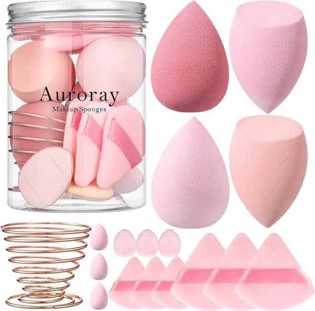Main image of 17PCS Makeup Sponge Set with 6PCS Powder Puff, 3PCS Mini Makeup Sponges, 3PCS Foundation Mini Make Up Sponge Puff and 1PCS Make Up Sponges Holder (Pink)