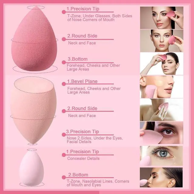 Alt view image 3 of 7 - 17PCS Makeup Sponge Set with 6PCS Powder Puff, 3PCS Mini Makeup Sponges, 3PCS Foundation Mini Make Up Sponge Puff and 1PCS Make Up Sponges Holder (Pink)