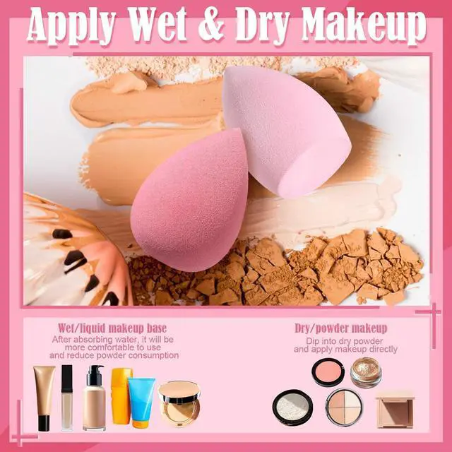 Alt view image 5 of 7 - 17PCS Makeup Sponge Set with 6PCS Powder Puff, 3PCS Mini Makeup Sponges, 3PCS Foundation Mini Make Up Sponge Puff and 1PCS Make Up Sponges Holder (Pink)