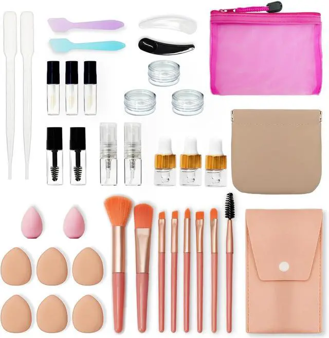 Main image of Gifts for Women - PrettyCare 38 Pcs Mini Travel Makeup Containers Set, Small Empty Container & TSA Approved Travel Bottles Kit with Brushes, fLeak-Proof Cosmetic Jars & Bottles for Travel, and Sample